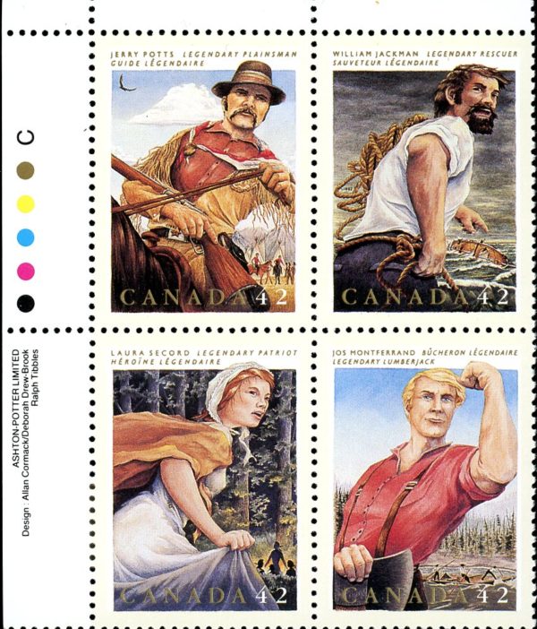 Canada Stamp PB#1435a - Canadian Folklore-3 (1992) 4 x 42¢ Se-tenant block (1432-1435)