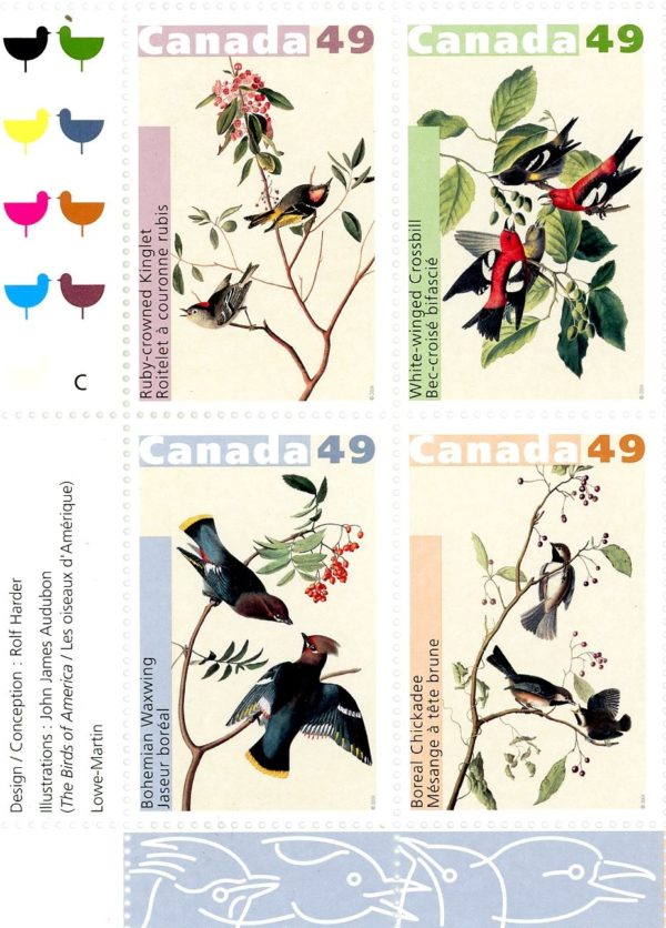 Canada Stamp PB#2039a - John James Audubon's Birds-2 (2004) 4 x 49¢