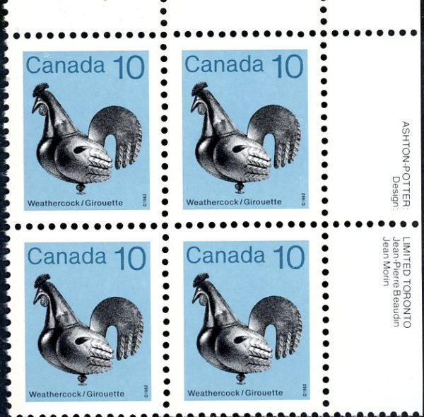 Canada Stamp PB#921I - Weathercock (1982) 10¢ ROLLAND PAPER