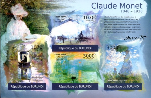 Burundi Stamp Sc#1033 (2012) - S/Sheet of 4 (imperf) - Paintings of Claude Monet