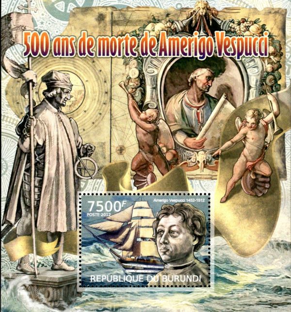 Burundi Stamp Sc#1090 (2012) - S/Sheet of 1  - ships and Amerigo Vespucci - 7500f