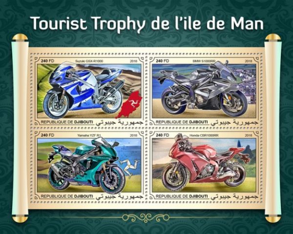 Djibouti Stamp Sc#1508 - 2018 - S/Sheet - Motorcycles from Isle of Man Tourist Trophy Races