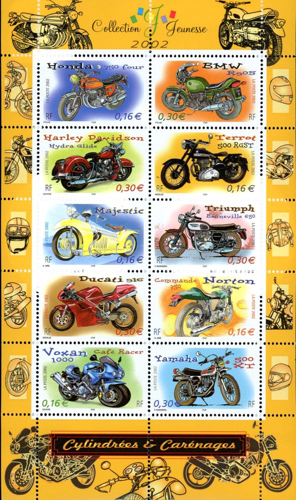 France Stamp Sc#2913 - 2002 - S/Sheet - Motorcycles