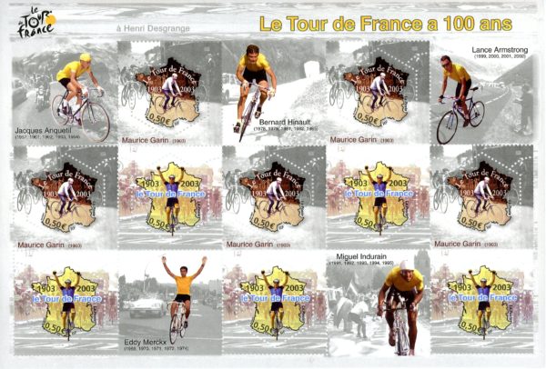 France Stamp Sc#2968 - 2003 - S/Sheet - Tour de France Bicycle Race