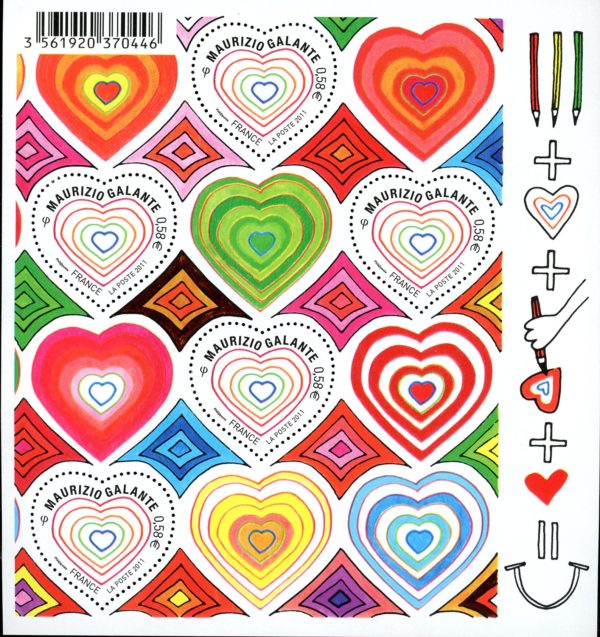 France Stamp Sc#3926a - 2011 - S/Sheet - Hearts