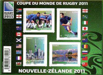 France Stamp Sc#4069 - 2011 - S/Sheet - Rugby World Cup, New Zealand