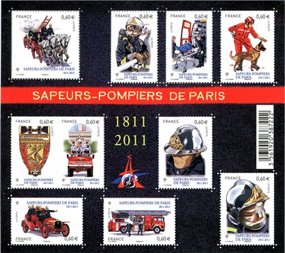 France Stamp Sc#4074 - 2011 - S/Sheet - Firefighters of Paris