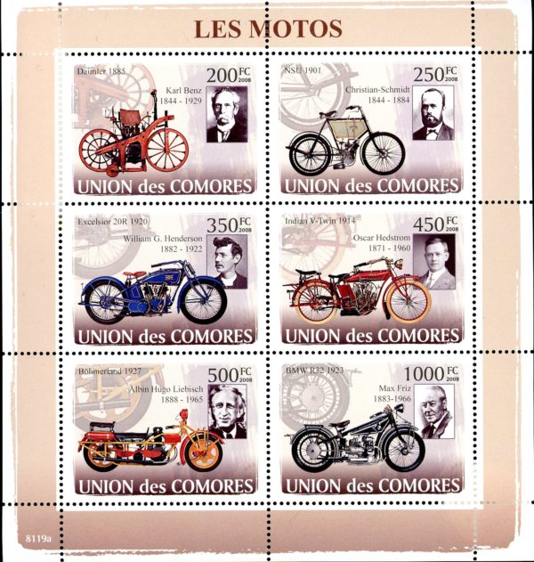 Comoro Islands Stamps Sc#1005 - (2008) - S/Sheet of 6 - Automobiles - MNH