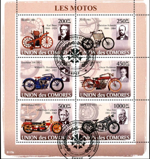 Comoro Islands Stamps Sc#1005 - (2008) - S/Sheet of 6 -Automobiles - Cancelled