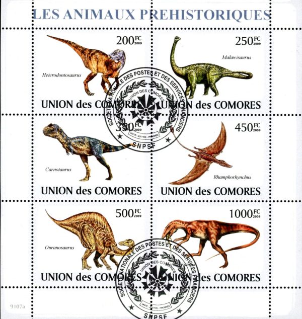 Comoro Islands Stamps Sc#1098- (2009) - S/Sheet - Prehistoric Animals - Cancelled