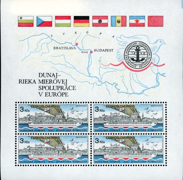 Czechoslovakia Stamp Sc#2424a - (1982) - S/Sheet of 4  - European Danube Commission