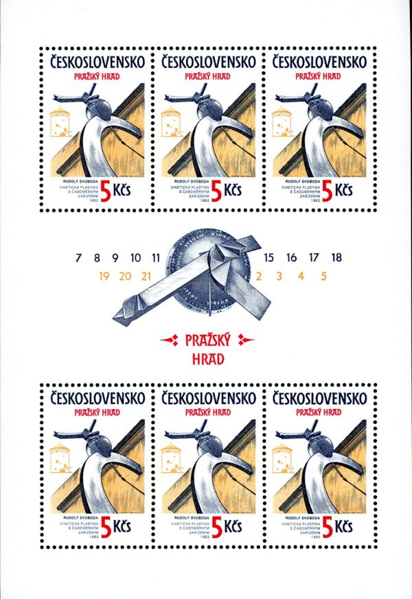 Czechoslovakia Stamp Sc#2467 - (1983) - Sheet of 6  - Kinetic Relief, Timepiece