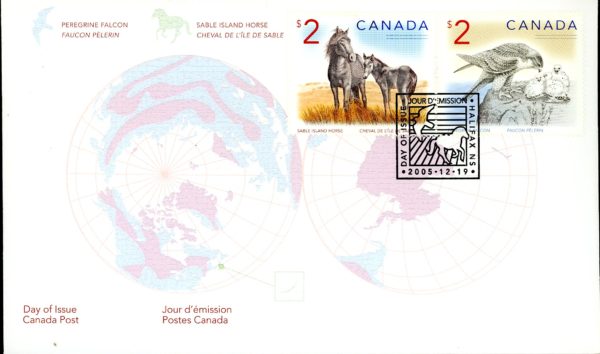 Canada OFDC#1692a - Wildlife Definitives-High Values (2005) 2 x $2 Se-tenant pair (1691, 1692)