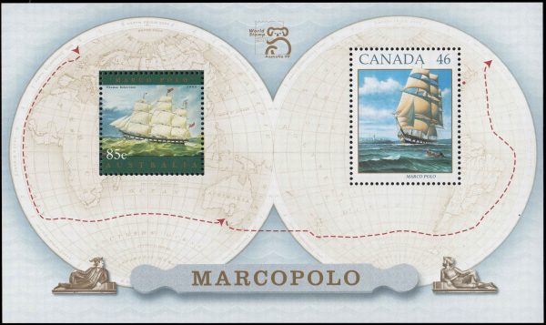 Canada Stamp#1779a s/SHEET - The Marco Polo under full sail (1999) 1 x 46¢, 1 x 85¢