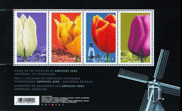 Canada Stamp #1947 - Tulips (2002) 4 x 48¢ Souvenir Sheet of 4