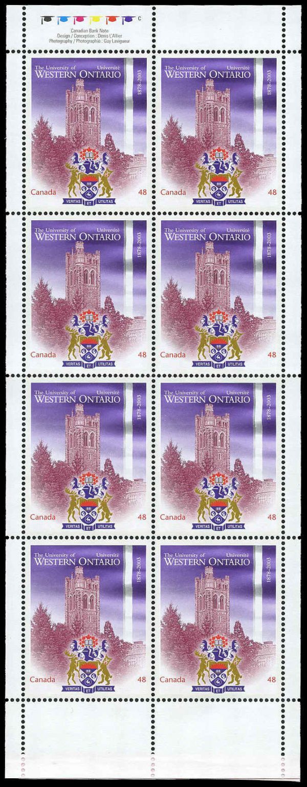 Canada Stamp Booklet - #BK268 University of Western Ontario (2003) 8 x 48¢ - Image 2