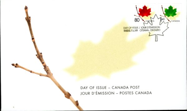 Canada OFDC#2009 - Maple Leaves (2003) 80¢ & $1.40