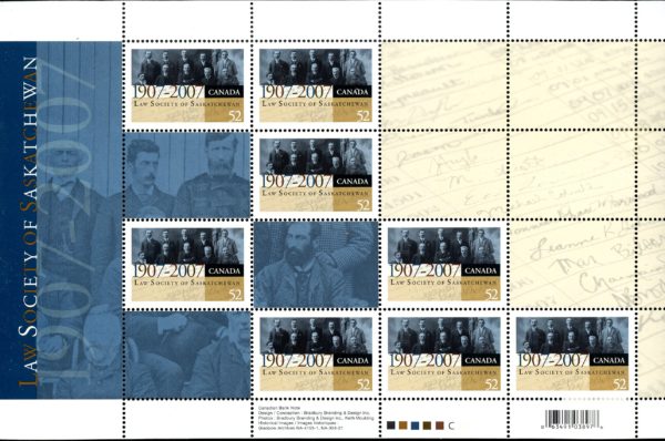 Canada Stamp #2227-S/Sheet - Law Society of Saskatchewan, Benchers (founding members of the law society) (2007) 52¢