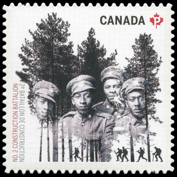 Canada Stamp #2895i - No.2 Construction Battalion (2016) P (85¢) Die cut to shape from Quarterly Pack/Annual Collection