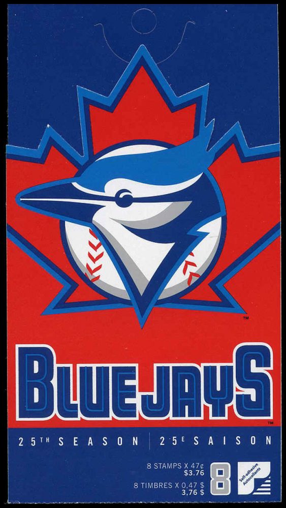 Canada Stamp Booklet - #BK242 Emblem for 25th anniversary of the Toronto Blue Jays baseball team (2001) 8 x 47¢