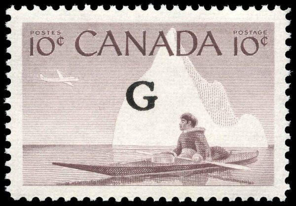 Canada Stamp - Official #O39 - Inuk and Kayak (1953) 10¢ Overprinted G (MLH)