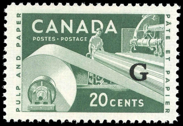 Canada Stamp - Official #O45 - Paper Industry (1956) 20¢ Overprinted G (MH)