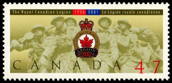 Canada Stamp #1926 - Legion badge over a portion of the National War Memorial (2001) 47¢