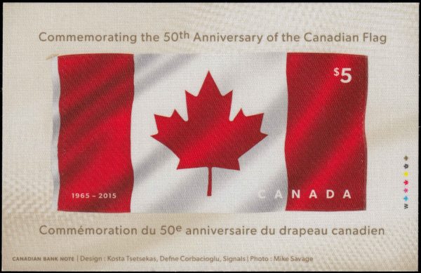 Canada Stamp #2808 - Flag of Canada (2015) $5.00 Souvenir sheet of 1 stamp (2808i)