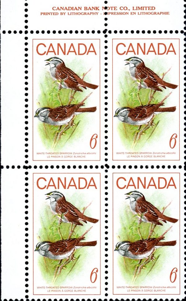 Canada Stamp PB#496 - White-Throated Sparrow (1969) 6¢