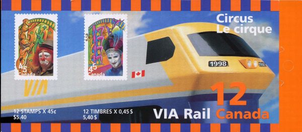 Canada Stamp Booklet - #BK210 -The Circus (1998) 12 x 45¢