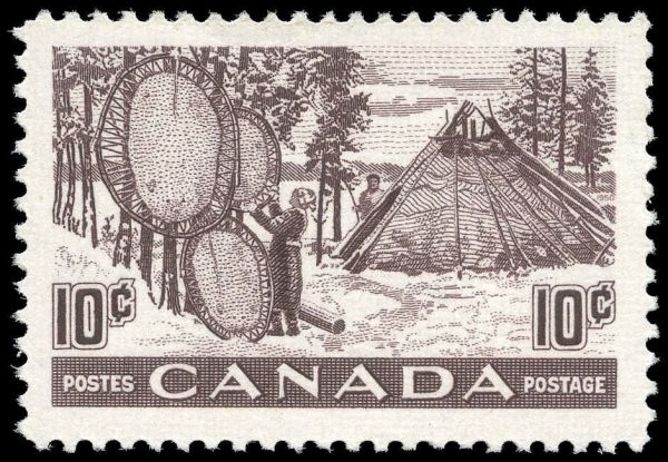 Canada Stamp #301 - Drying Skins (1950) 10¢