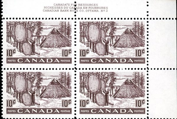 Canada Stamp PB#301 - Drying Skins (1950) 10¢