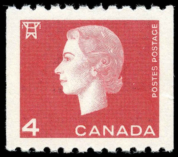 Canada Stamp #408 - Queen Elizabeth II (1963) 4¢ (NH-F)