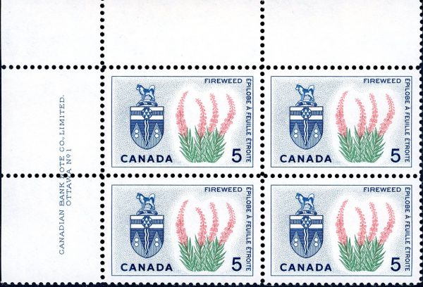 Canada Stamp PB#428 - Yukon, Fireweed (1966) 5¢