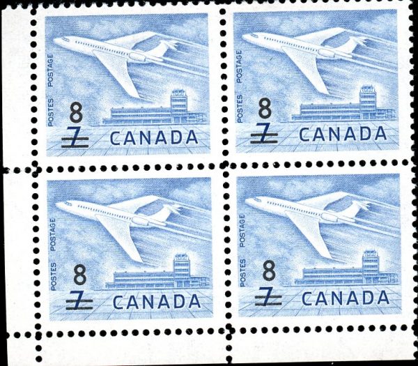 Canada Stamp CB#430 - Jet Plane, Ottawa (1964) 8¢ on 7¢ 8¢ on 7¢ (no. 414)