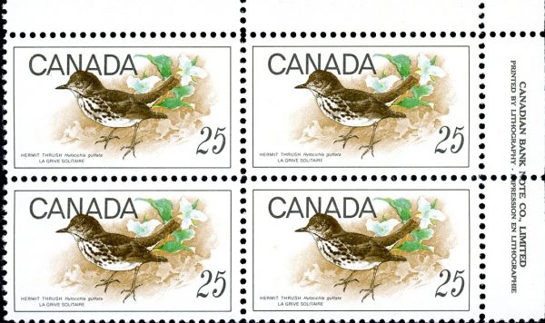 Canada Stamp PB#498 - Hermit Thrush (1969) 25¢