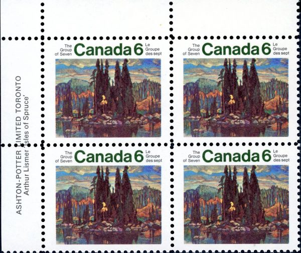 Canada Stamp PB#518 - Isle of Spruce, by Arthur Lismer (1970) 6¢