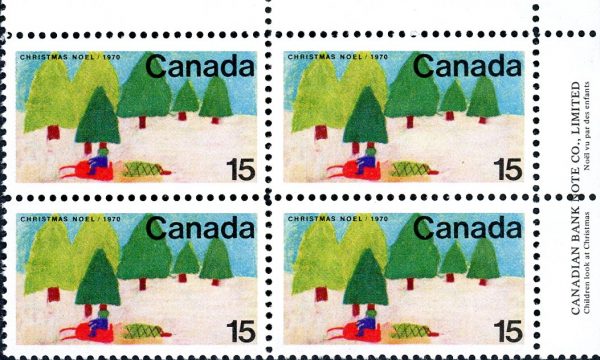 Canada Stamp PB#530 - Snowmobile and Trees (1970) 15¢