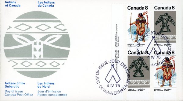 Canada OFDC PB#577a - Subarctic Indians (1975) 2 x 8¢