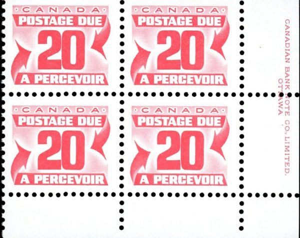 Canada Stamp PB - Postage Due #J38 - (1977) 20¢