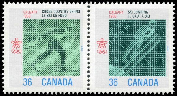 Canada Stamp #1153a - 1988 Olympic Winter Games (1987) 2 x 36¢ Se-tenant pair (1152, 1153)