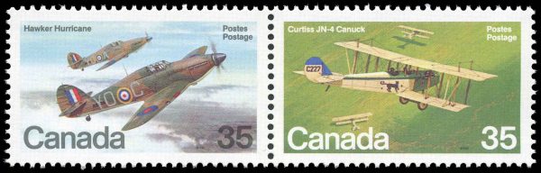 Canada Stamp #876a - Military Aircraft (1980) 2 x 35¢ Se-tenant pair (875, 876)