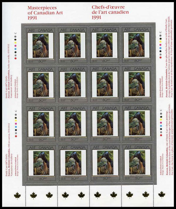 Canada Stamp SHEET#1310 - Forest, British Columbia (1991) 50¢ Untagged