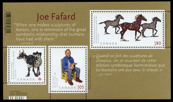 Canada Stamp #2523 - Art Canada: Joe Fafard (2012) $3.46 Souvenir sheet of 3 stamps