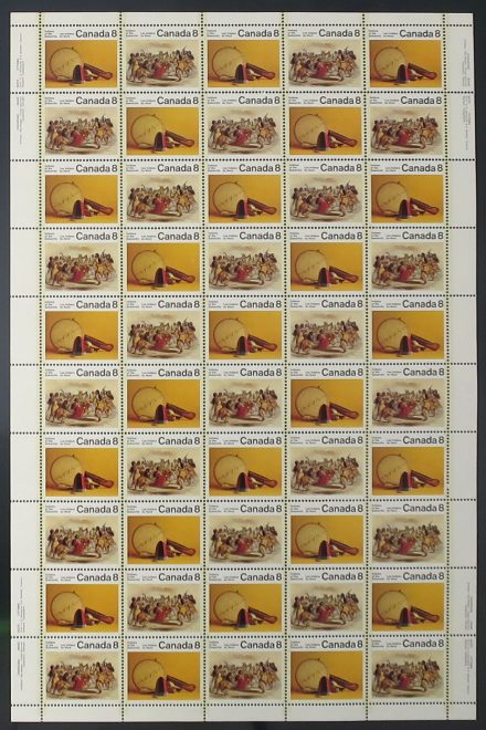 Canada Stamp SHEET#575ai - Subarctic Indians (1975) 2 x 8¢ Se-tenant pair (574, 575) HFBACK