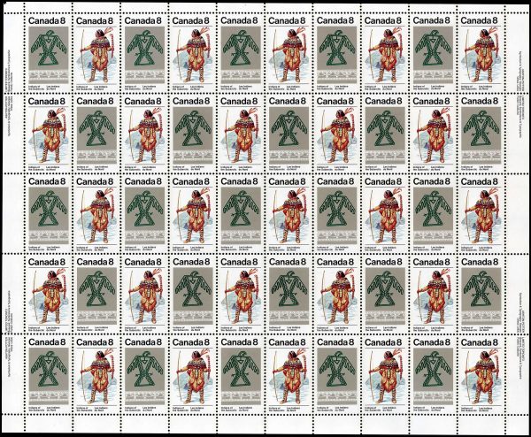 Canada Stamp SHEET#577a - Subarctic Indians (1975) 2 x 8¢ Se-tenant pair (576, 577)