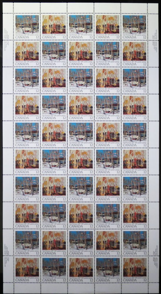 Canada Stamp SHEET#734a - Tom Thomson (1977) 50 x 12¢ Se-tenant pair (733, 734)