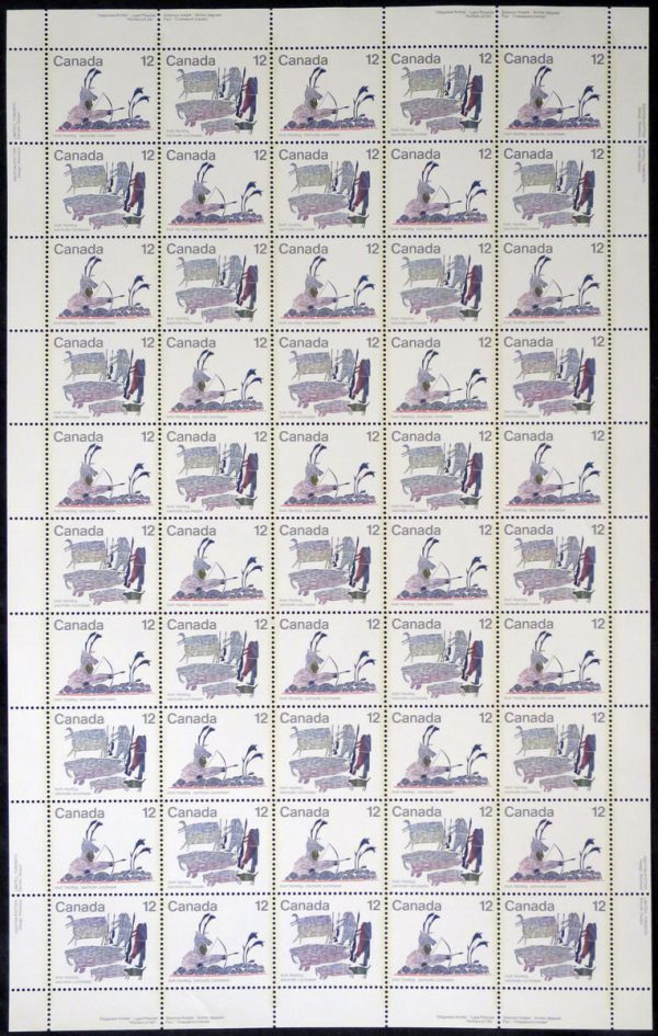 Canada Stamp SHEET#751a - Inuit-Hunting (1977) 50 x 12¢ Se-tenant pair (750, 751)