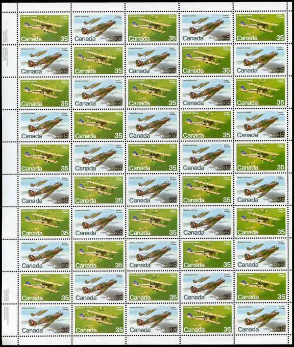 Canada Stamp SHEET#876a - Military Aircraft (1980) 2 x 35¢ Se-tenant pair (875, 876)