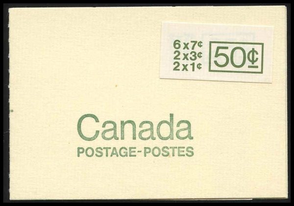 Canada Stamp Booklet - #BK68A PVA (1971) 2 x 1¢ + 2 x 3¢ + 6 x 7¢